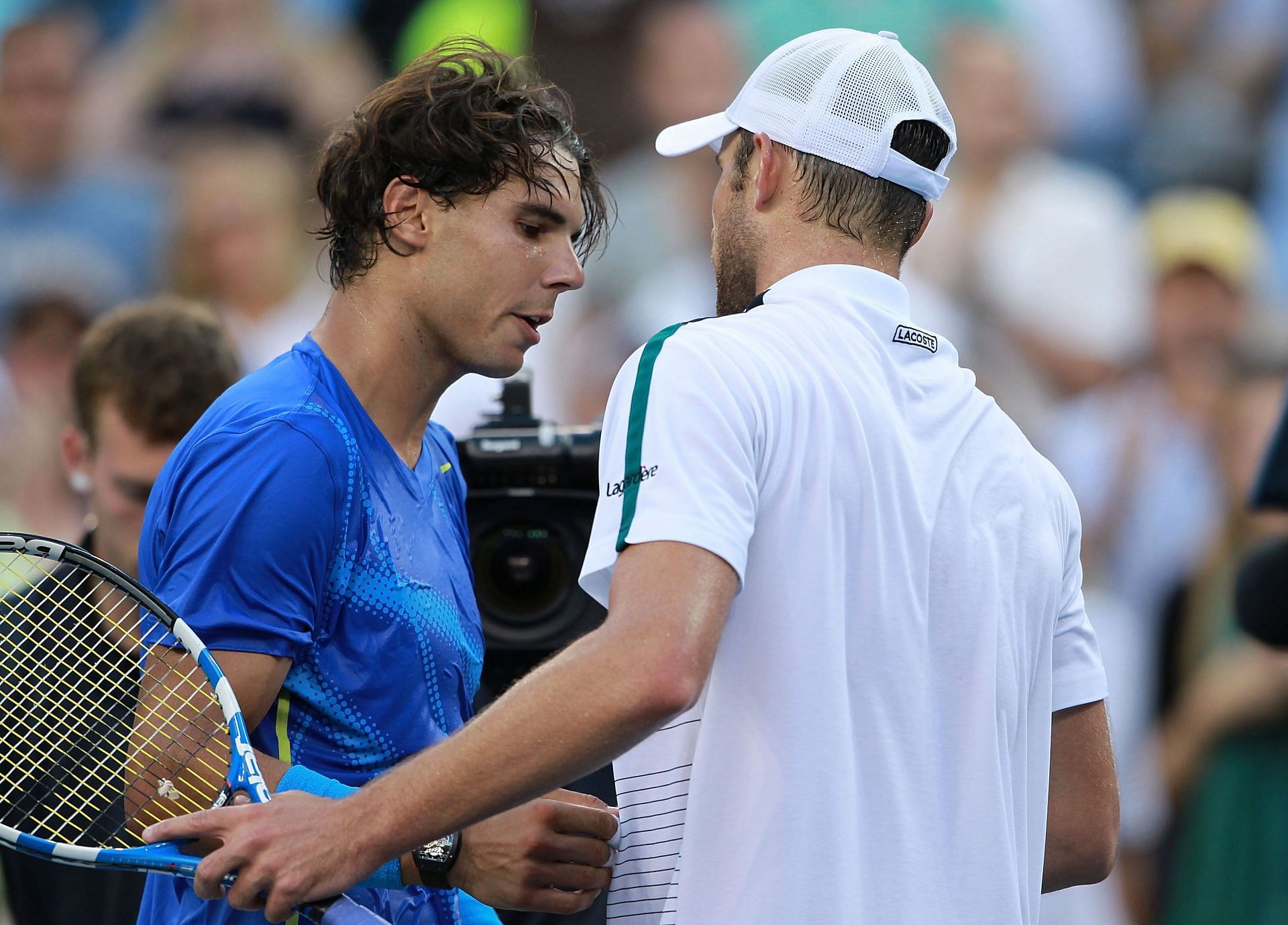Rafael Nadal with Andy Roddick at the 2011 US Open